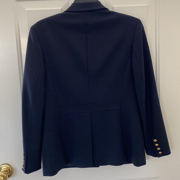Vintage Talbots Navy Wool Blazer with Military Crest Made in Hong Kong. Petite 6 - Picture 3 of 12